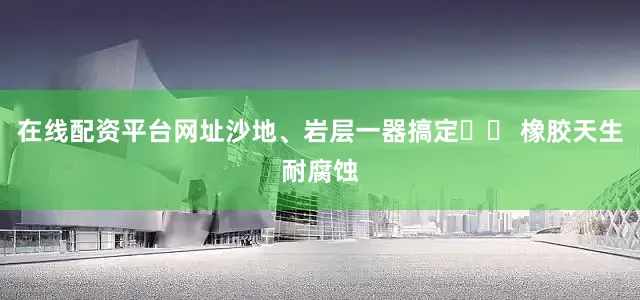 在线配资平台网址沙地、岩层一器搞定✔️ 橡胶天生耐腐蚀
